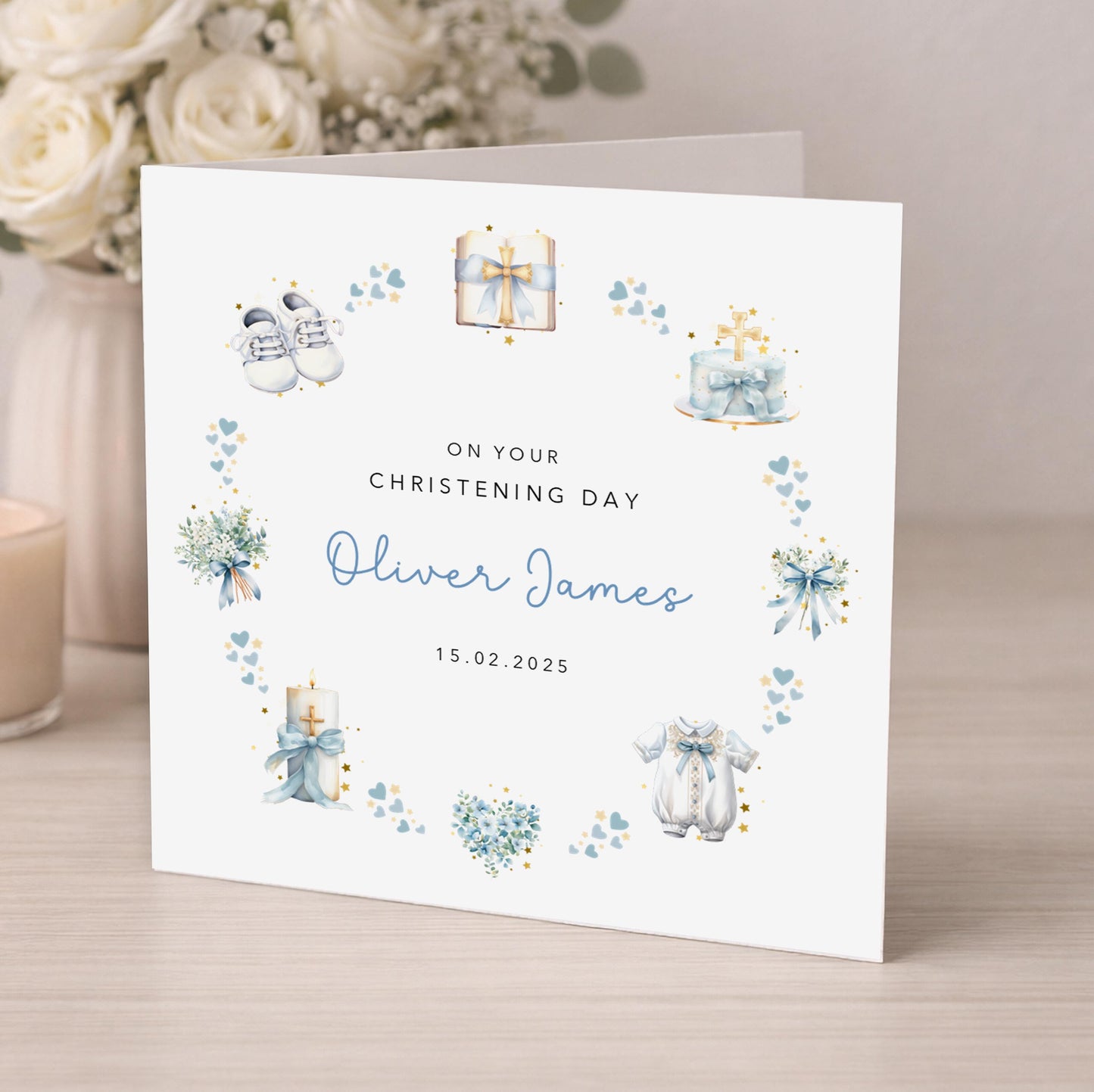 Personalised Blue Christening Gift Wrap | Wrapping Paper | WRAP0042
