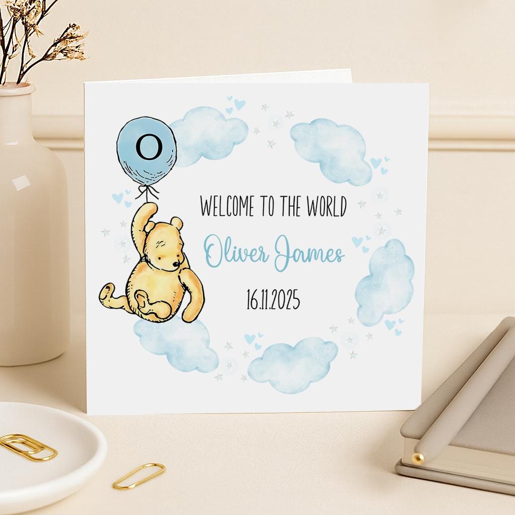 Personalised New Baby Boy Card Blue