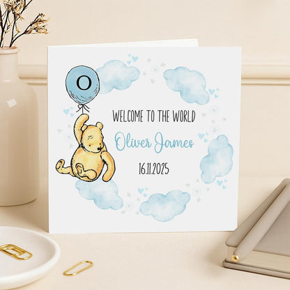 Personalised New Baby Boy Card Blue