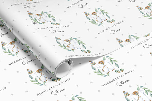 Personalised Blue New Baby Boy Gift Wrap | Wrapping Paper | WRAP0009