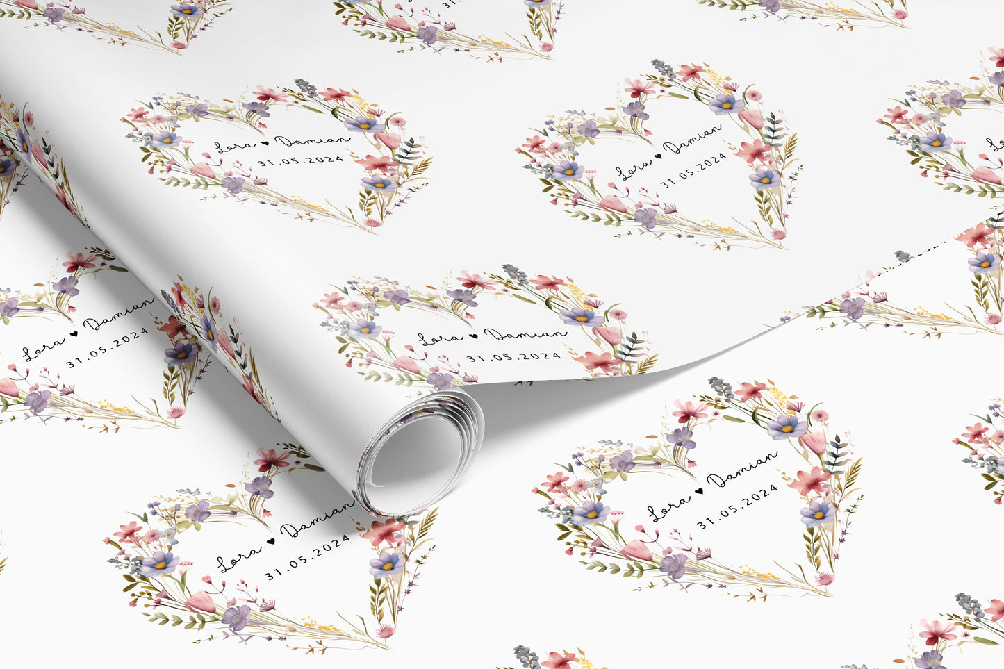 Personalised Pink Floral Wedding Gift Wrap | Wrapping Paper | WRAP0029