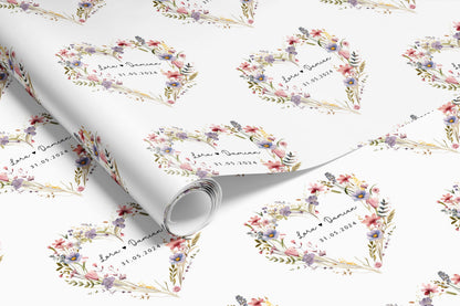Personalised Pink Floral Wedding Gift Wrap | Wrapping Paper | WRAP0029