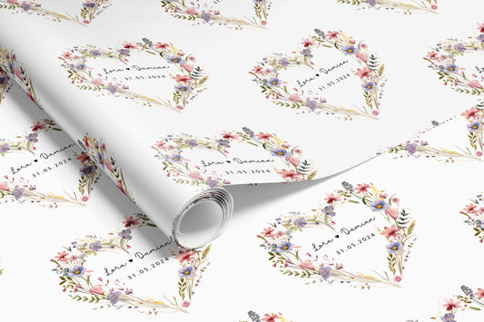 Personalised Pink Floral Wedding Gift Wrap | Wrapping Paper | WRAP0029