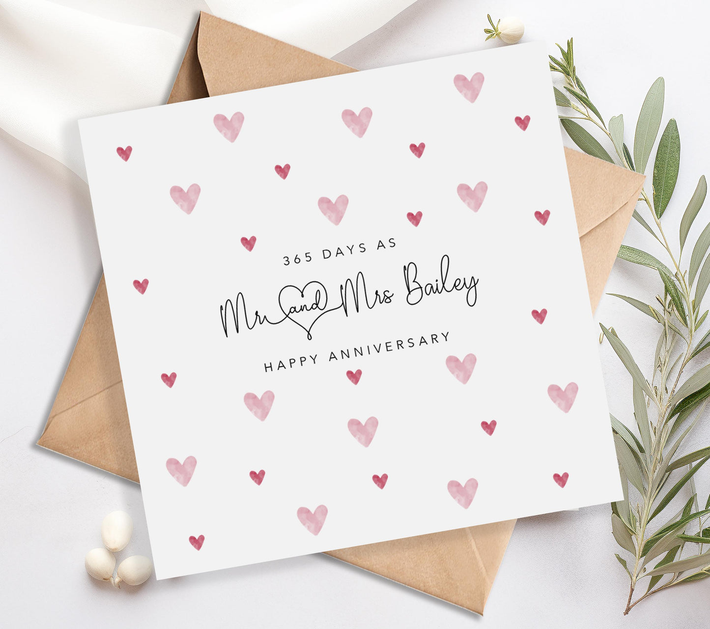 Personalised First Anniversary card  - 365 days