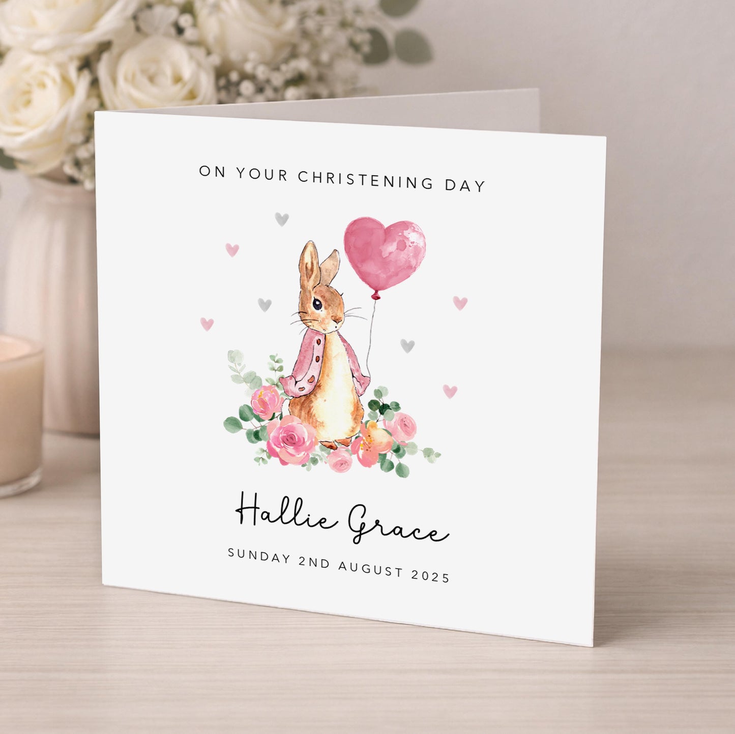 Personalised Pink Rabbit Christening Gift Wrap |  Wrapping Paper |  WRAP0044