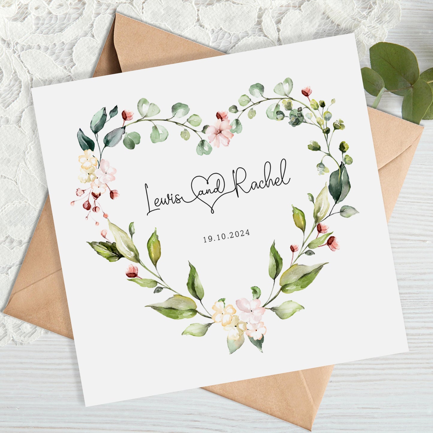 Personalised Floral Heart Wedding Gift Wrap | Wrapping Paper | WRAP0003