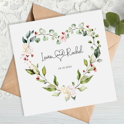 Personalised Floral Heart Wedding Gift Wrap | Wrapping Paper | WRAP0003