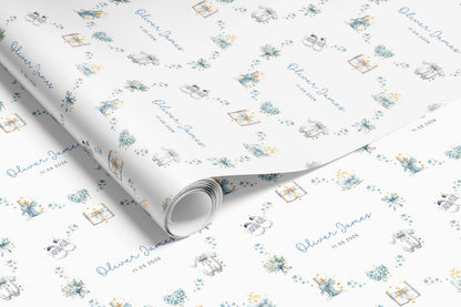 Personalised Blue Christening Gift Wrap | Wrapping Paper | WRAP0042