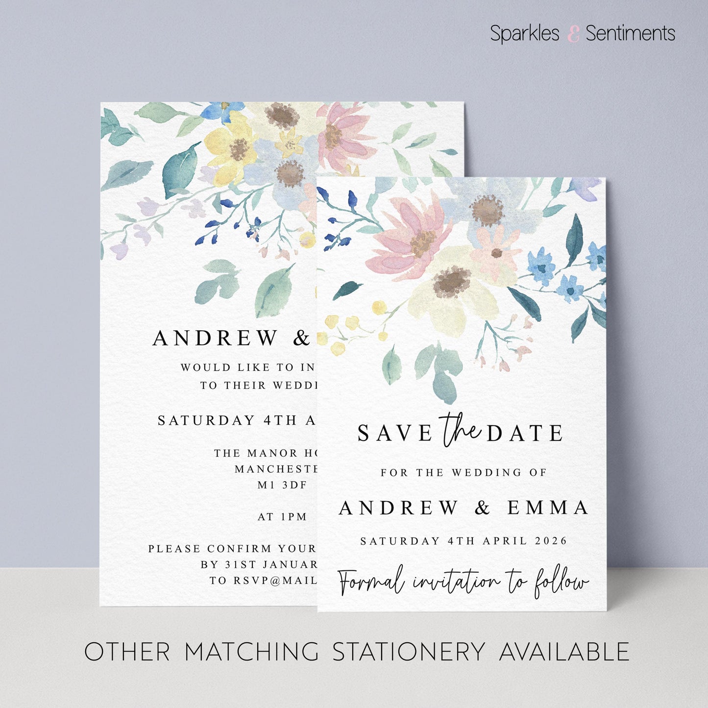 Pastel Floral Printed Wedding Invitation