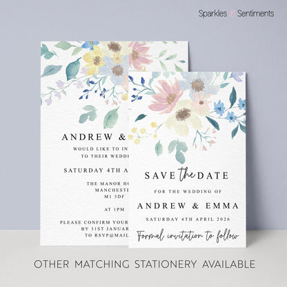 Pastel Floral Printed Wedding Invitation