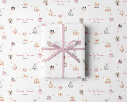 Personalised Pink Christening Gift Wrap |  Wrapping Paper |  WRAP0043