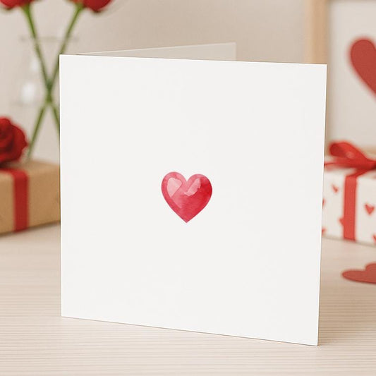 Simple Valentine's Card - Single Love Heart - Anniversary Romantic Card