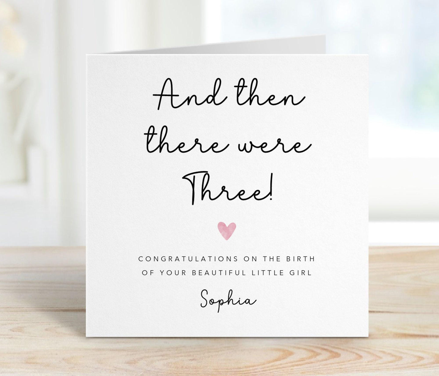 New Baby Card - and then there were three! - Pink