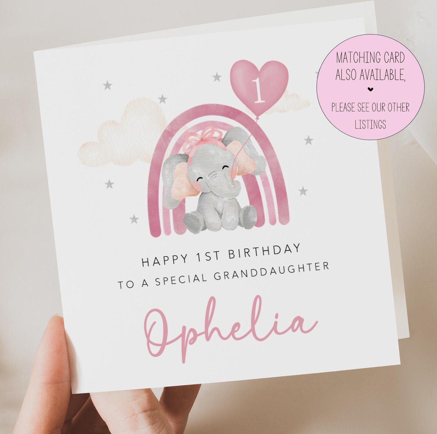 Personalised Pink Elephant Birthday Gift Wrap |  Wrapping Paper  |  WRAP0014