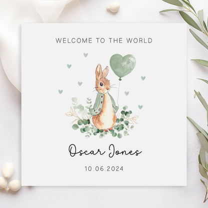 Classic Bunny Rabbit with Green Balloon