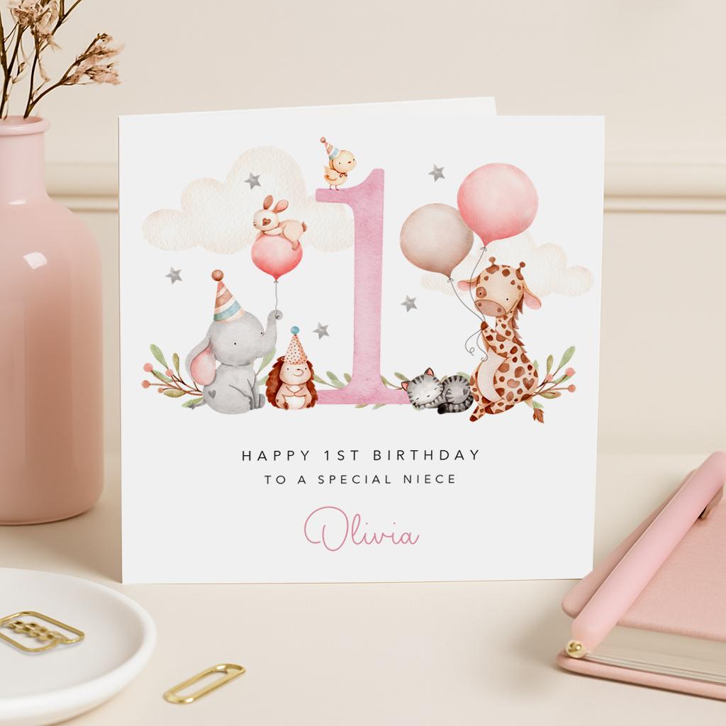 Personalised Pink Animals Birthday Gift Wrap | Wrapping Paper |  WRAP0001