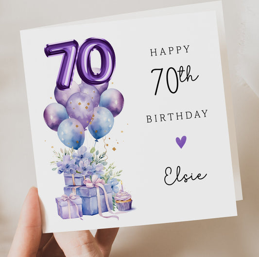 Purple 70th birthday card