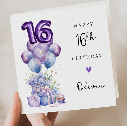 Purple 16th Birthday Card