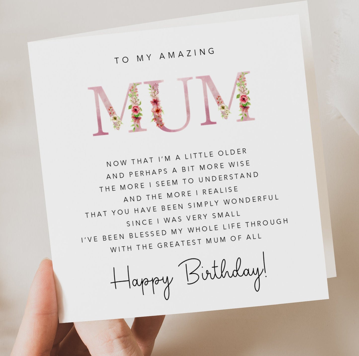 Mum Birthday Card poem