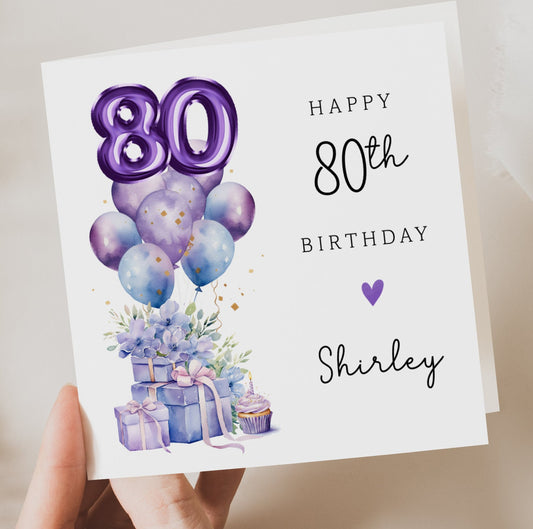 Purple 80th Birthday Card