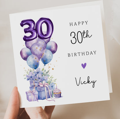 Purple 30th Birthday Card