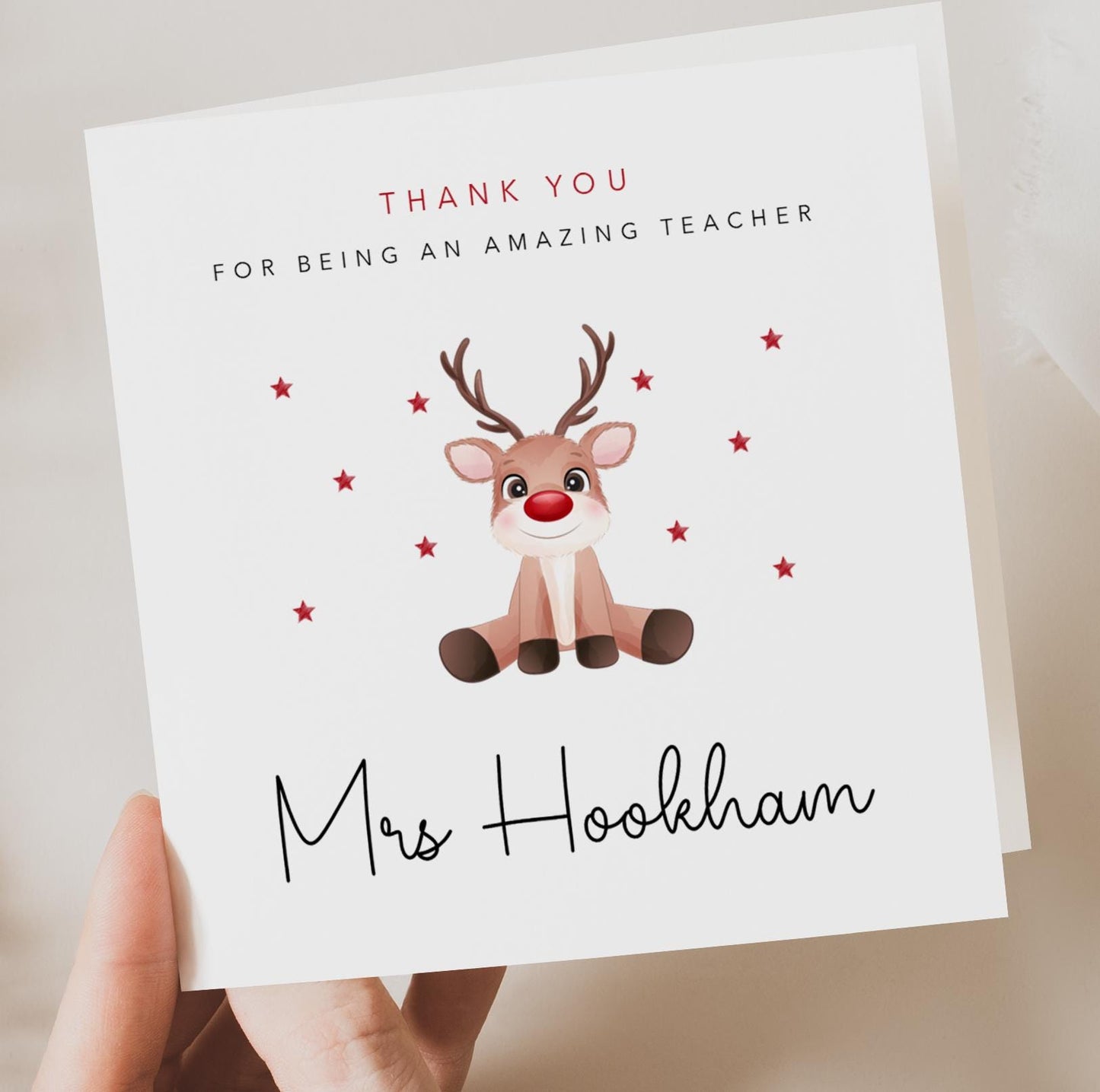 Teacher Christmas Card - Reindeer