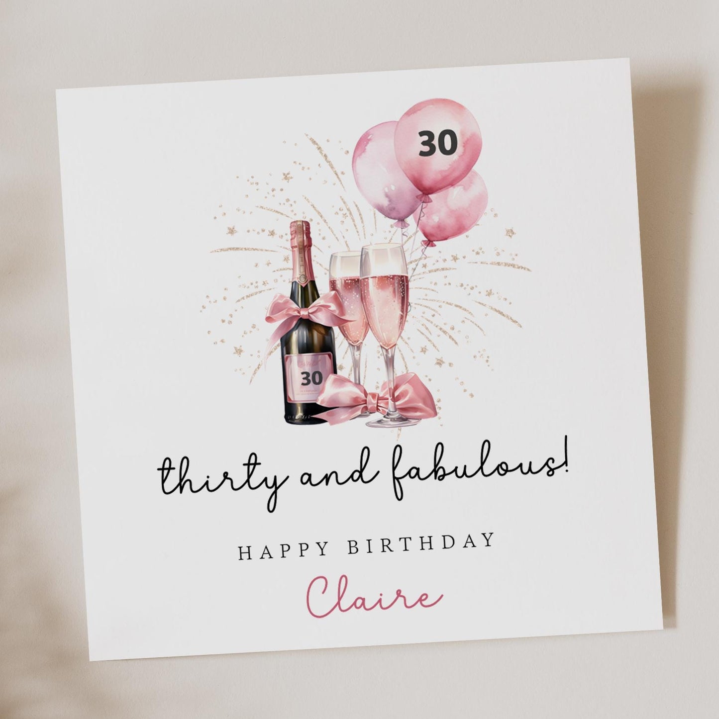 30th Birthday Card - 'thirty and fabulous'