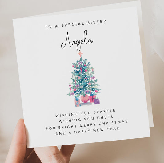 Personalised Sister Christmas Card with verse