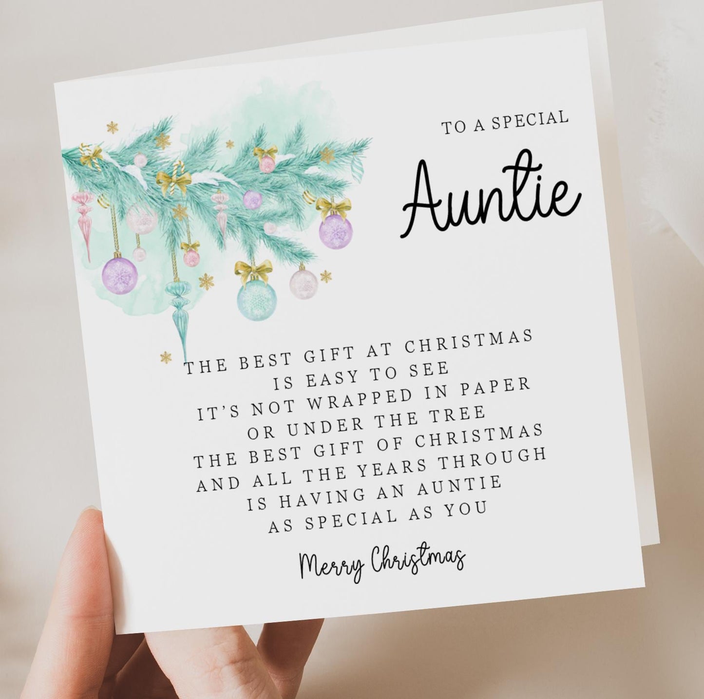 Auntie Christmas Card with Verse