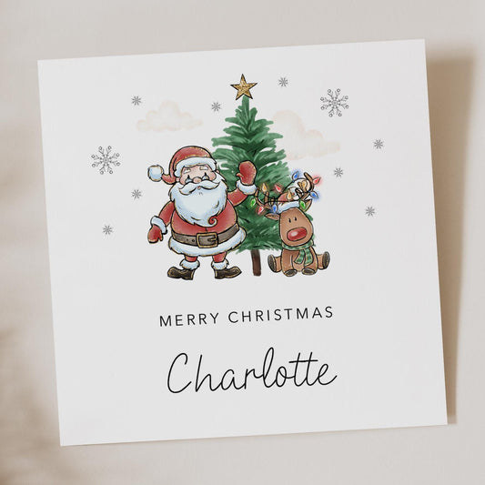 Personalised Christmas Card - Santa & Reindeer