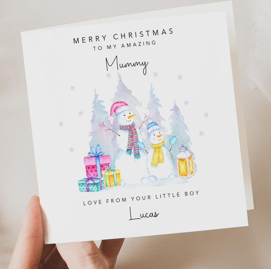 Personalised Mummy Christmas Card - from your little boy