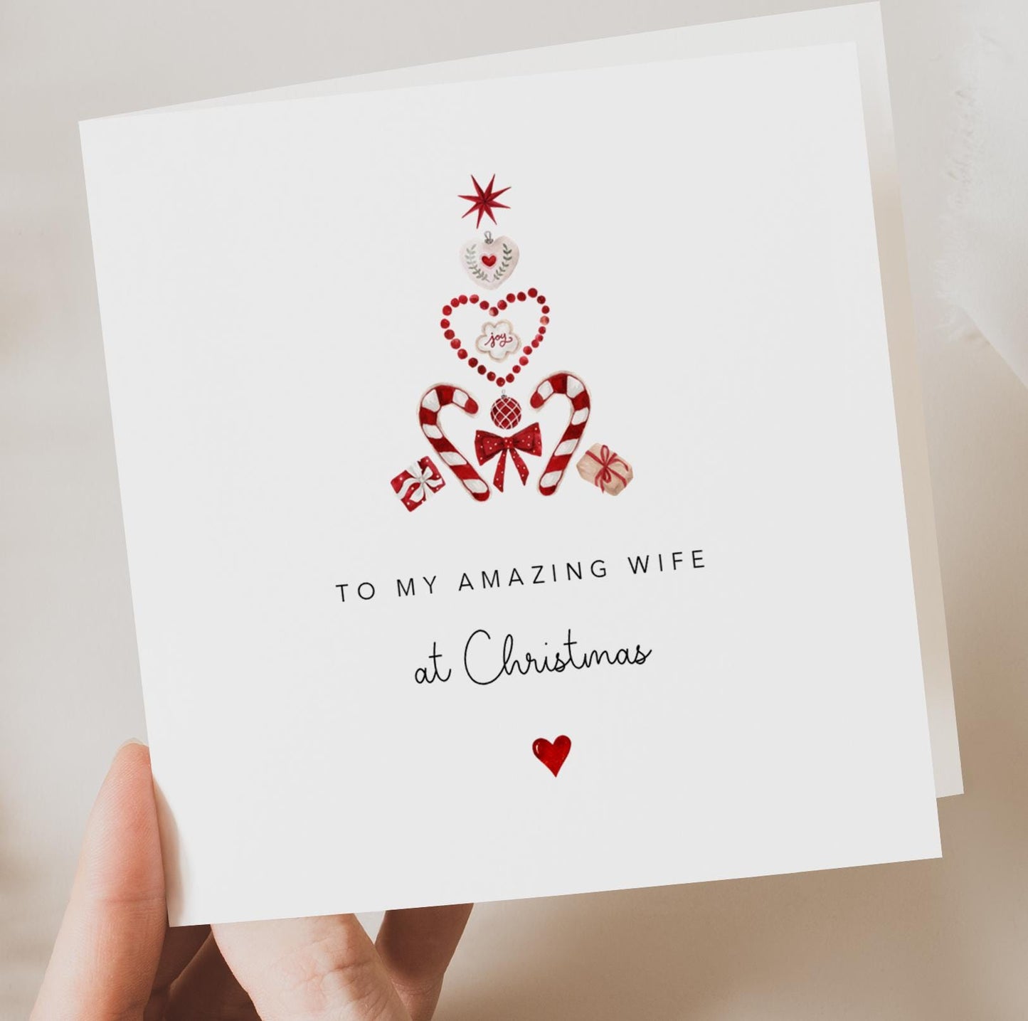 Wife Christmas Card - red tree