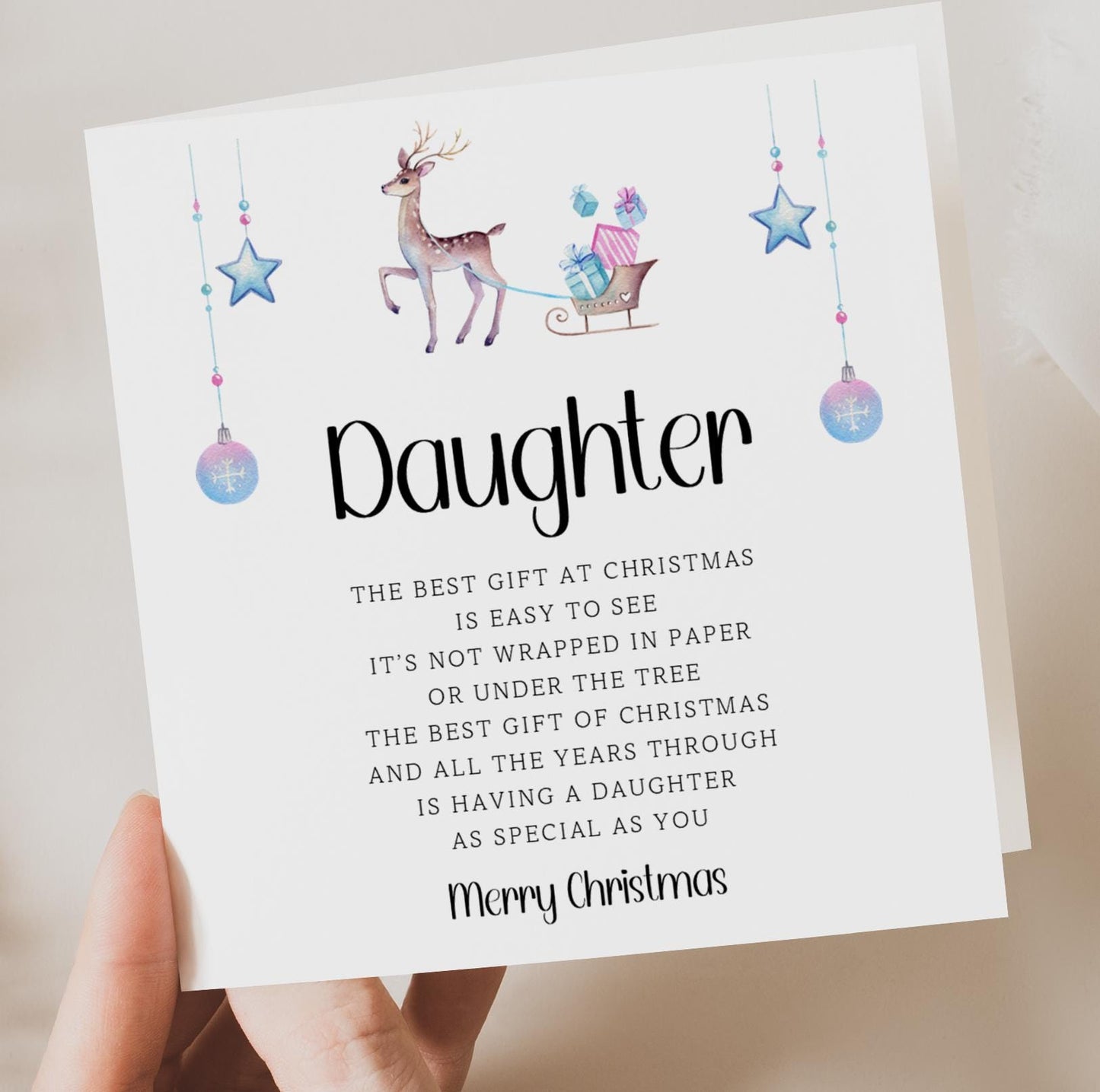 Daughter Christmas Card with poem