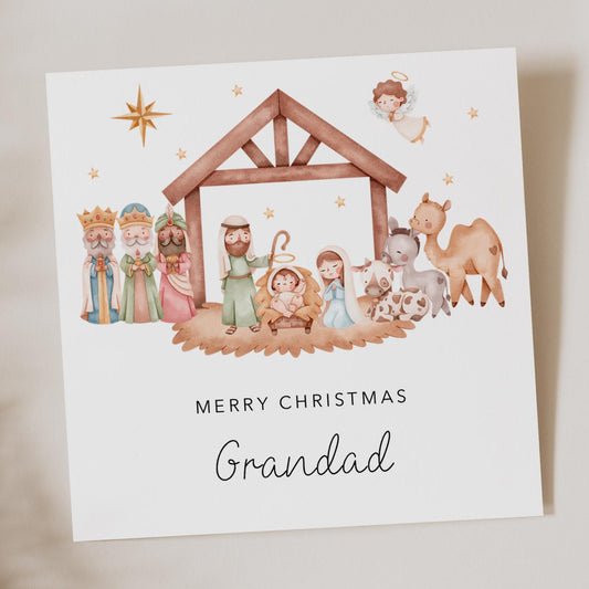 Grandad Christmas Card - Nativity Scene