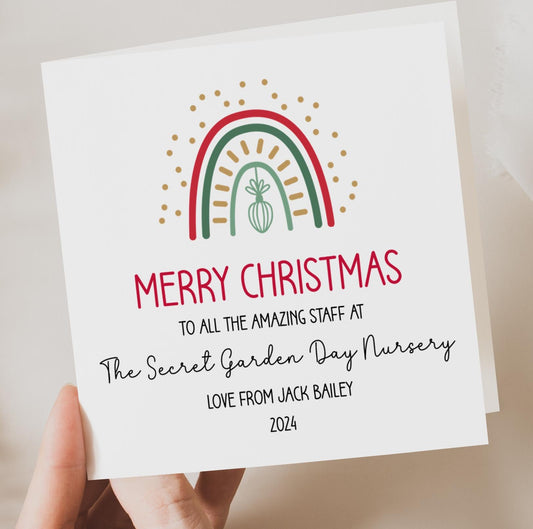 Nursery Christmas Card - To all the amazing staff - Rainbow