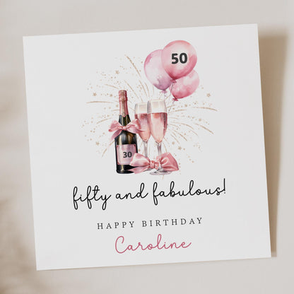 50th Birthday Card - 'fifty and fabulous'