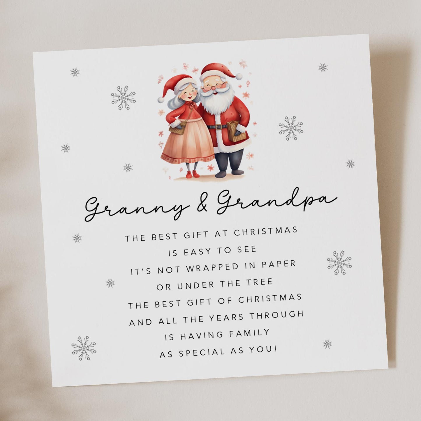 Granny & Grandpa Christmas Card with poem