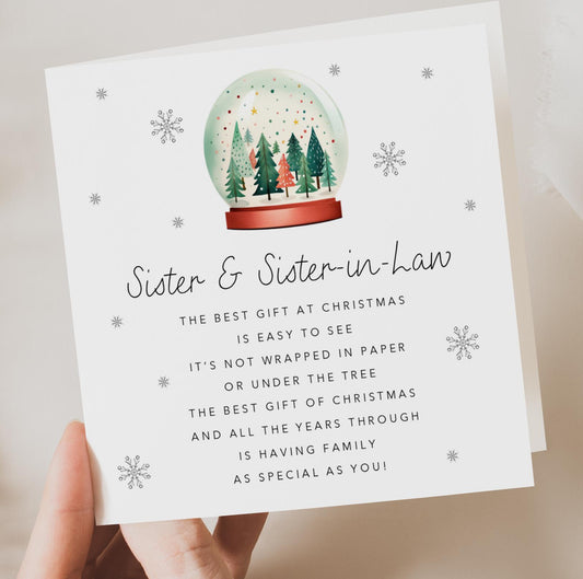 Sister and Sister-in-Law Christmas Card with poem