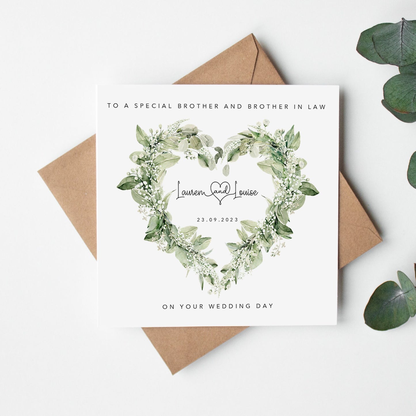 Personalised Brother and Brother in Law Wedding Card - Greenery Botanical