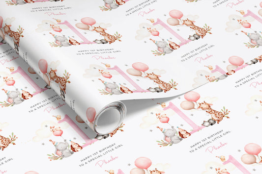 Pink Animals Personalised Gift Wrap