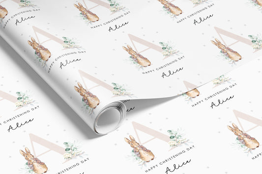 Natural Beige Rabbit Personalised Gift Wrap